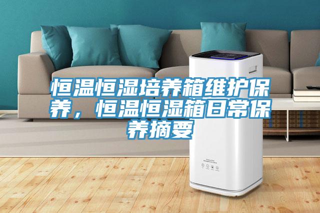 恒温恒湿培养箱维护保养，恒温恒湿箱日常保养摘要